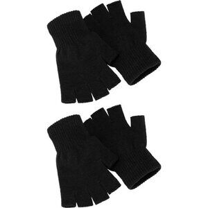 Unisex Fingerless Gloves Winter Knit Half Finger Mittens Warm Stretchy Touchscre